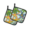 Starfish Pot Holder Set of 2 Heat Resistant Quilted Hot Pads 7.5 x 7.5 Inch, Insulated Kitchen Trivets for Cooking & Baking