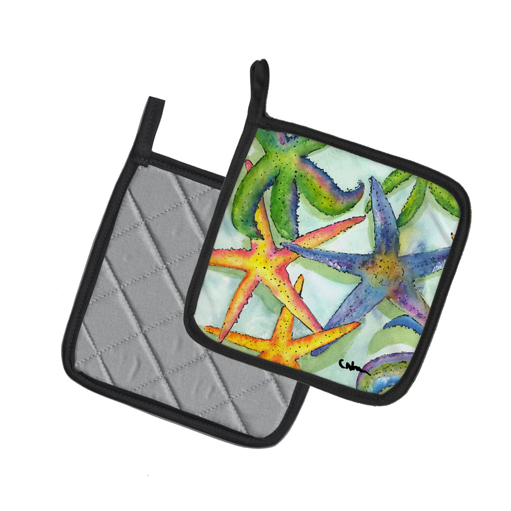 Starfish Pot Holder Set of 2 Heat Resistant Quilted Hot Pads 7.5 x 7.5 Inch, Insulated Kitchen Trivets for Cooking & Baking