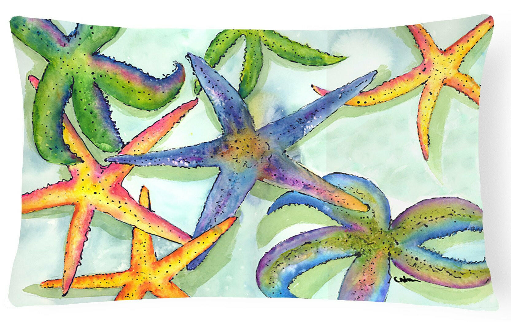 Starfish Decorative Throw Pillow 12x16 Indoor Outdoor Accent Cushion, Fabric Cover with Insert for Sofa, Bed, Porch & Living Room