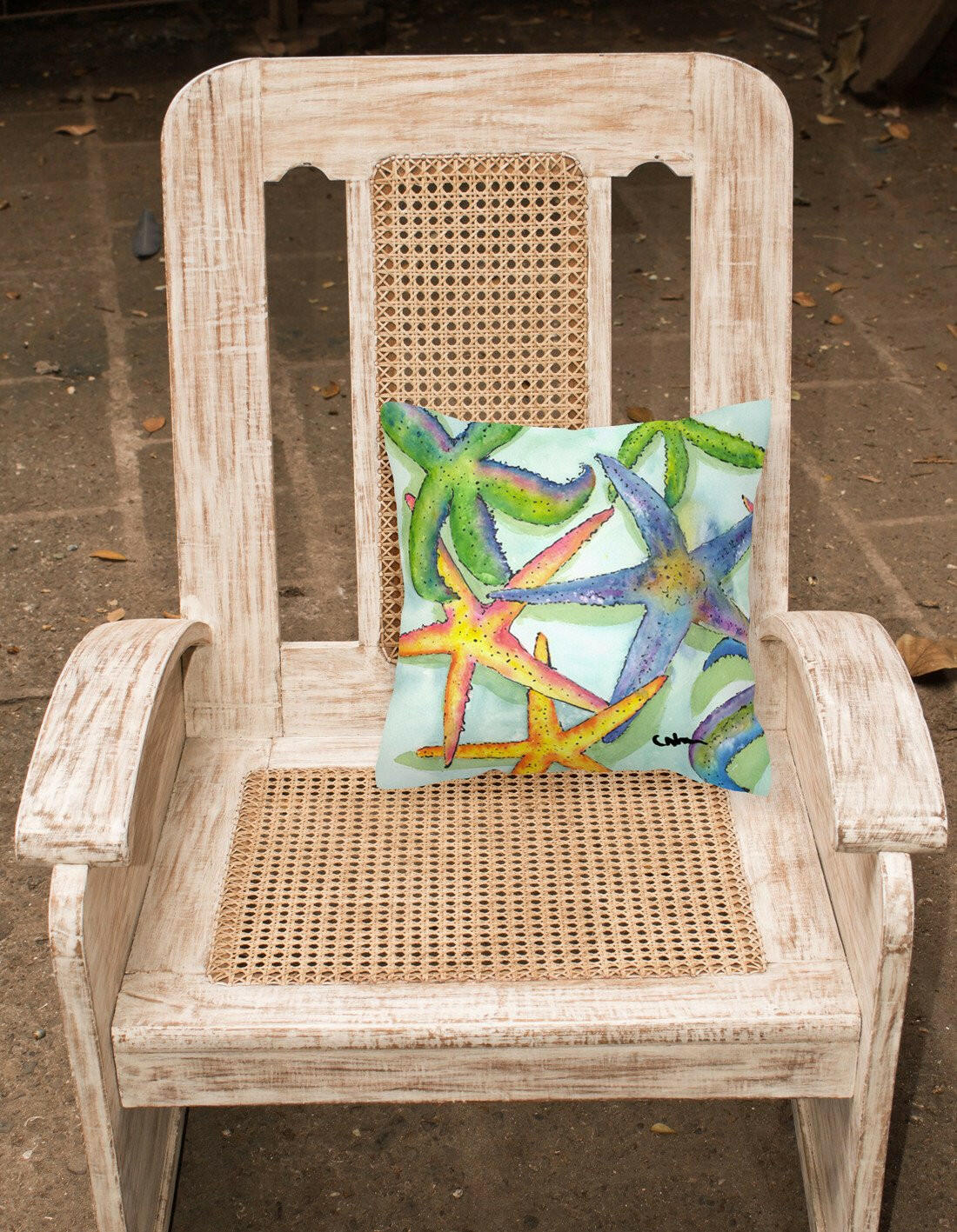 Starfish Decorative Throw Pillow 14x14 Indoor Outdoor Accent Cushion, Fabric Cover with Insert for Sofa, Bed, Porch & Living Room