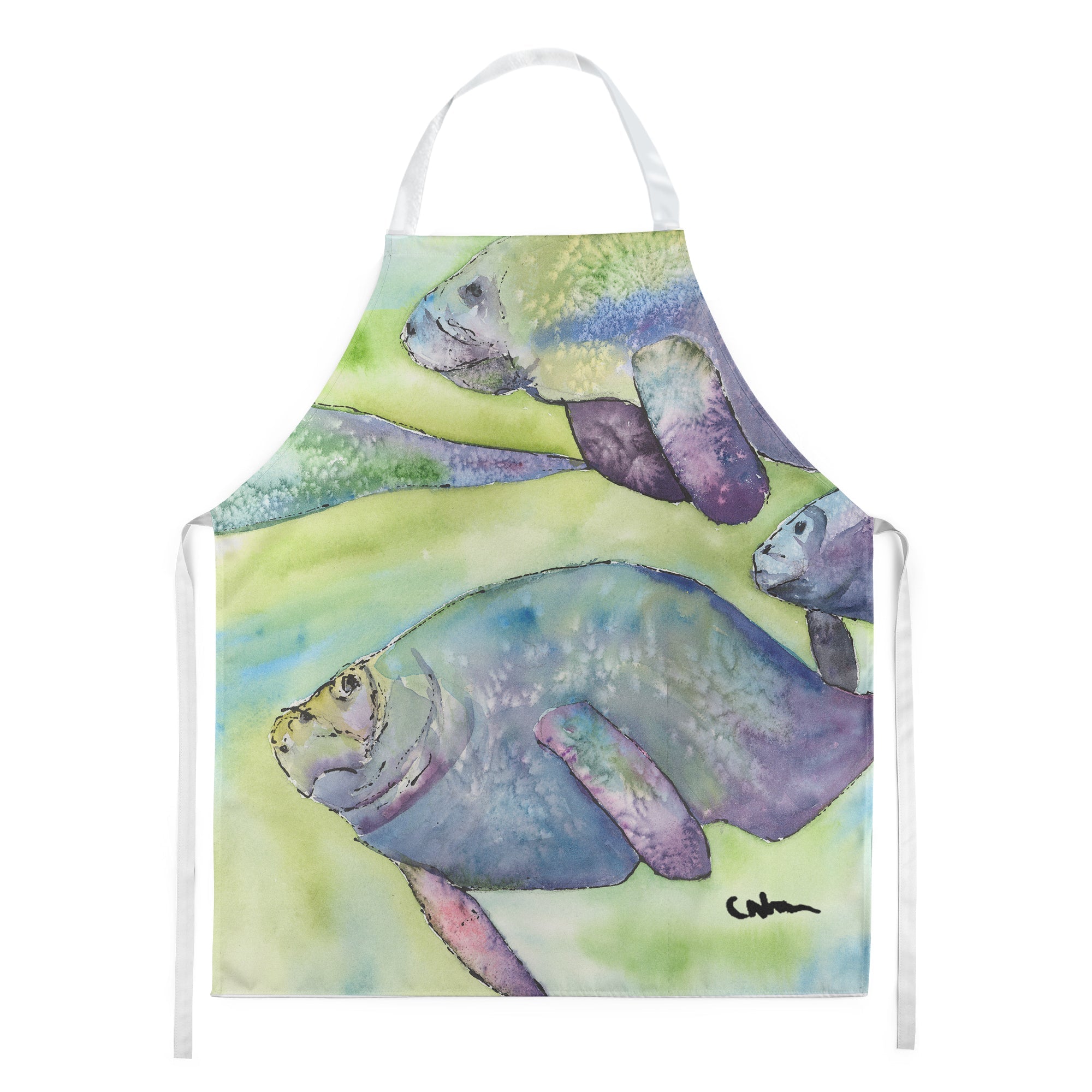Manatee Apron Cooking Kitchen Server Baking Crafts Gardening for Adult Women Men, Unisex, Large, Multicolor