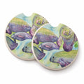Manatee Set of 2 Cup Holder Car Coasters Absorbent Round Sandstone Coasters Gifts for Men or Women, 2.5, Multicolor