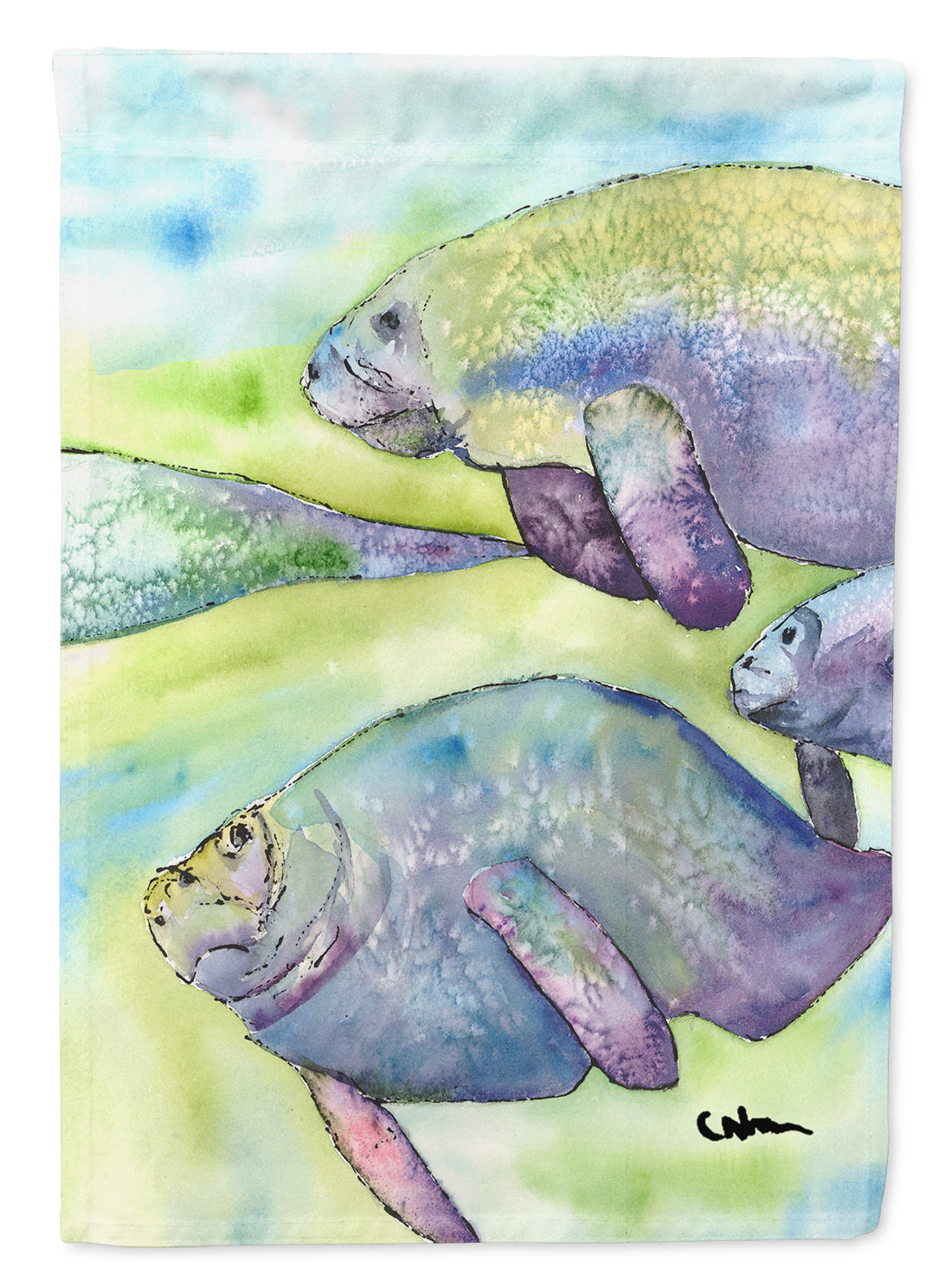 Manatee House Flag 28x40 Porch Sleeve Pole Decorative Outside Yard Banner Artwork Wall Hanging, Polyester