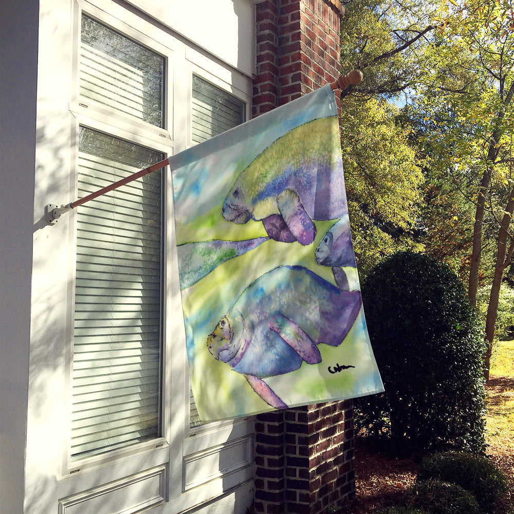 Manatee House Flag 28x40 Porch Sleeve Pole Decorative Outside Yard Banner Artwork Wall Hanging, Polyester