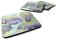 Manatee Foam Coasters Set of 4 Cup Coasters for Indoor Outdoor, Tabletop Protection, Anti Slip, Mouse pad Material