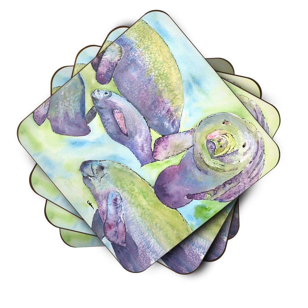 Manatee Foam Coasters Set of 4 Cup Coasters for Indoor Outdoor, Tabletop Protection, Anti Slip, Mouse pad Material
