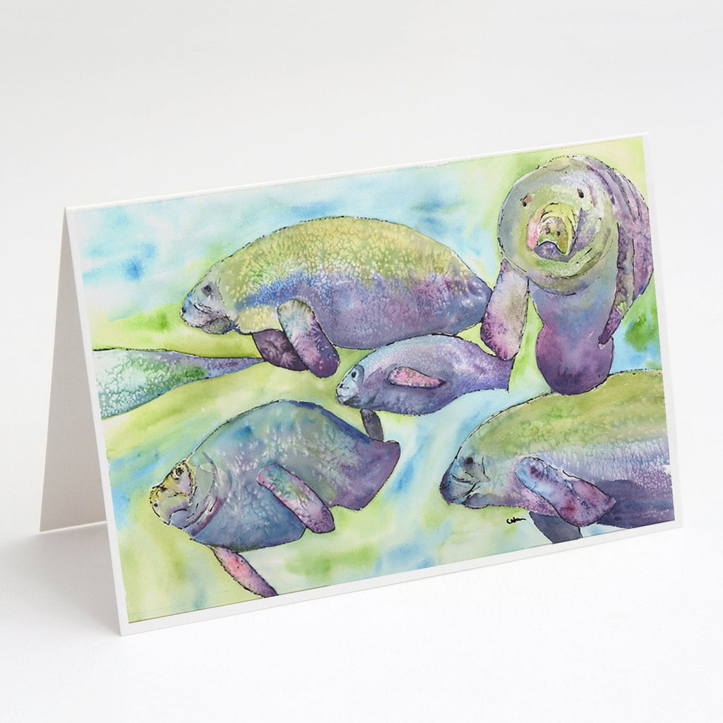 Manatee Greeting Cards Pack of 8 Blank Cards with Envelopes Whimsical A7 Size 5x7