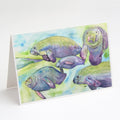 Manatee Greeting Cards Pack of 8 Blank Cards with Envelopes Whimsical A7 Size 5x7