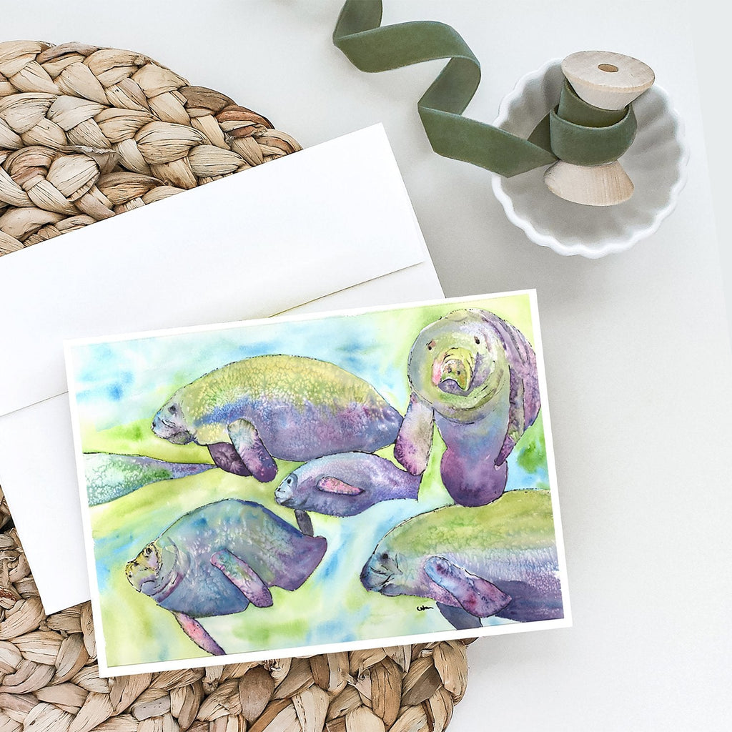 Manatee Greeting Cards Pack of 8 Blank Cards with Envelopes Whimsical A7 Size 5x7