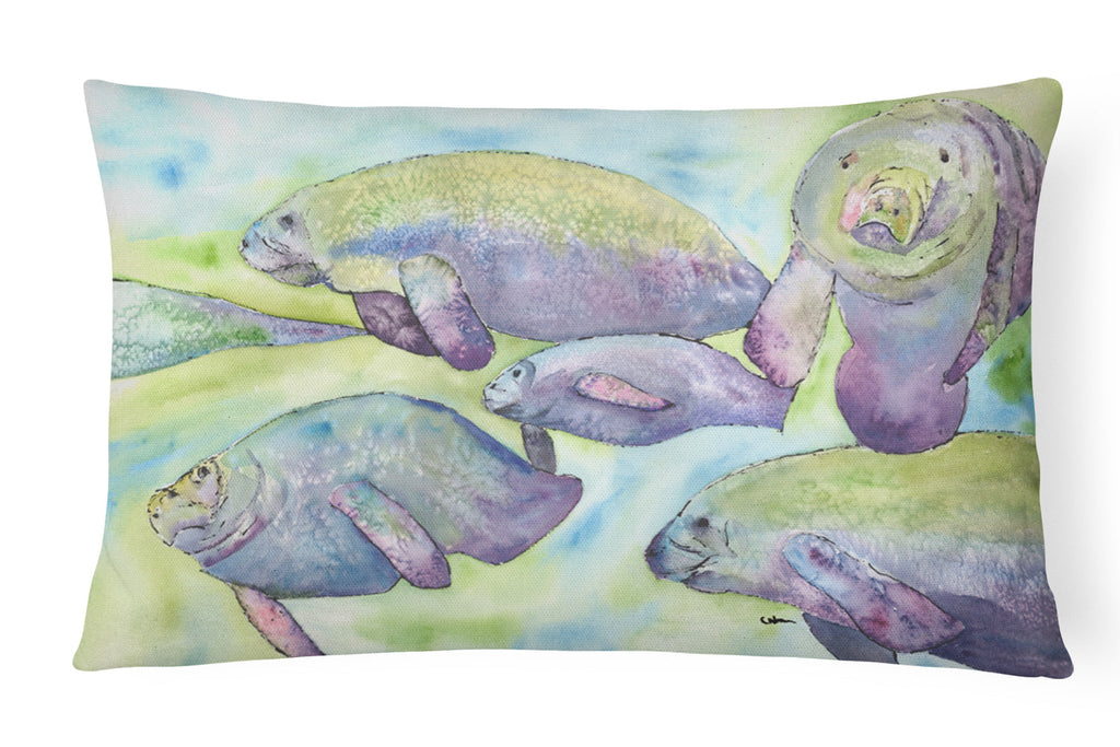 Manatee Decorative Throw Pillow 12x16 Indoor Outdoor Accent Cushion, Fabric Cover with Insert for Sofa, Bed, Porch & Living Room