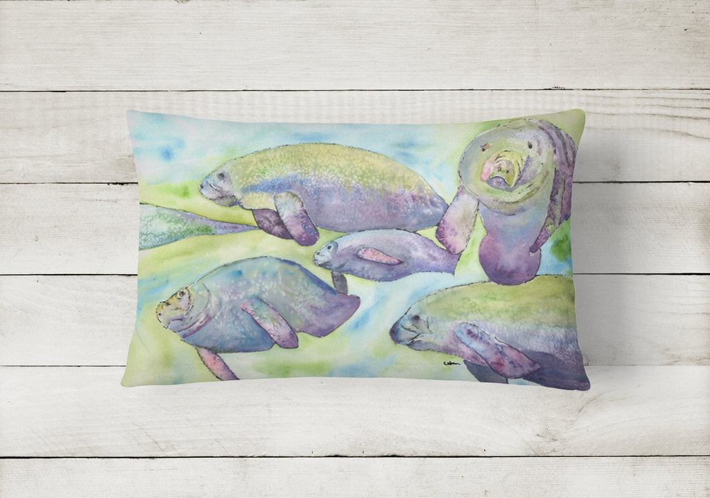 Manatee Decorative Throw Pillow 12x16 Indoor Outdoor Accent Cushion, Fabric Cover with Insert for Sofa, Bed, Porch & Living Room