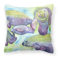 Manatee Decorative Throw Pillow 14x14 Indoor Outdoor Accent Cushion, Fabric Cover with Insert for Sofa, Bed, Porch & Living Room