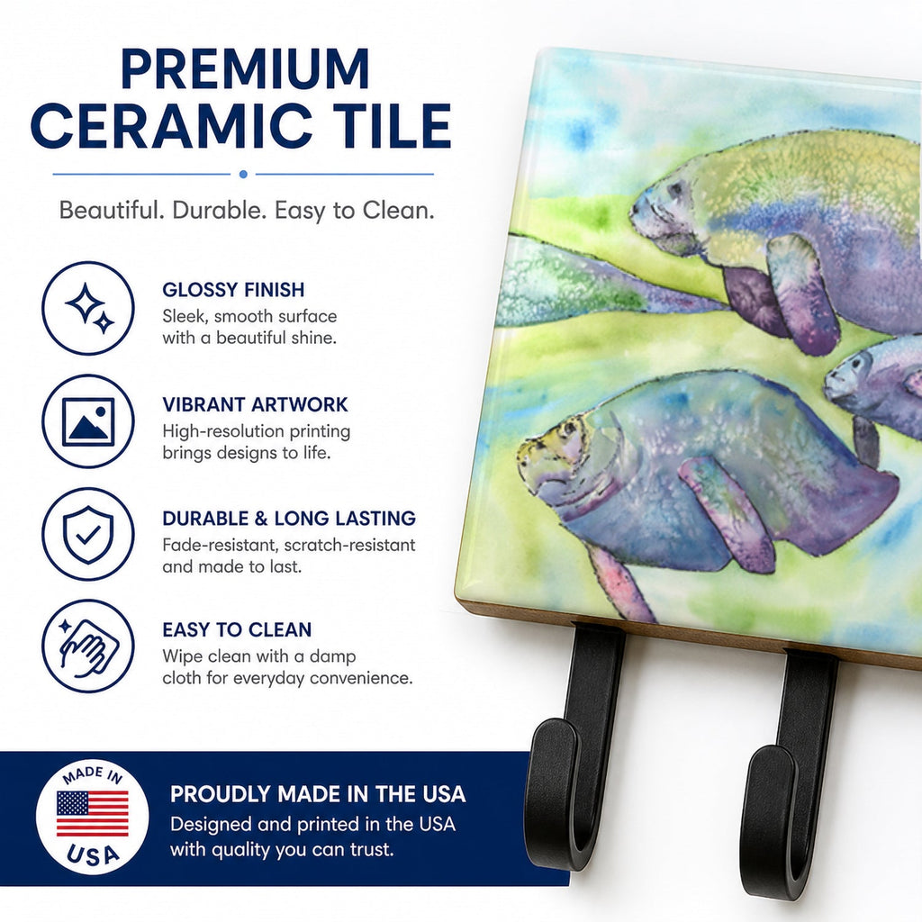Manatee Leash or Key Holder Wall Hooks, Coat Rack Wall Mount, for Hanging Keys, Towels, Aprons, Leashes