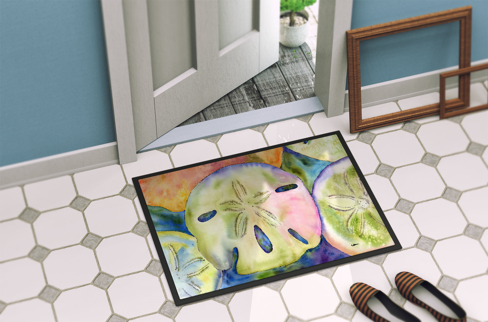 Sand Dollar Doormat Indoor Outdoor 24H X 36W Front Door Mat Rugs for Entryway, Non Slip Washable Low Pile,