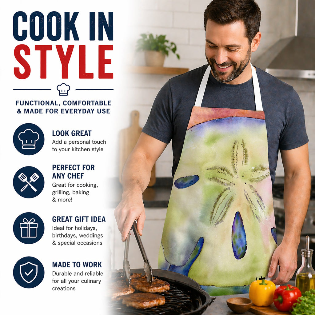 Sand Dollar Apron Cooking Kitchen Server Baking Crafts Gardening for Adult Women Men, Unisex, Large, Multicolor