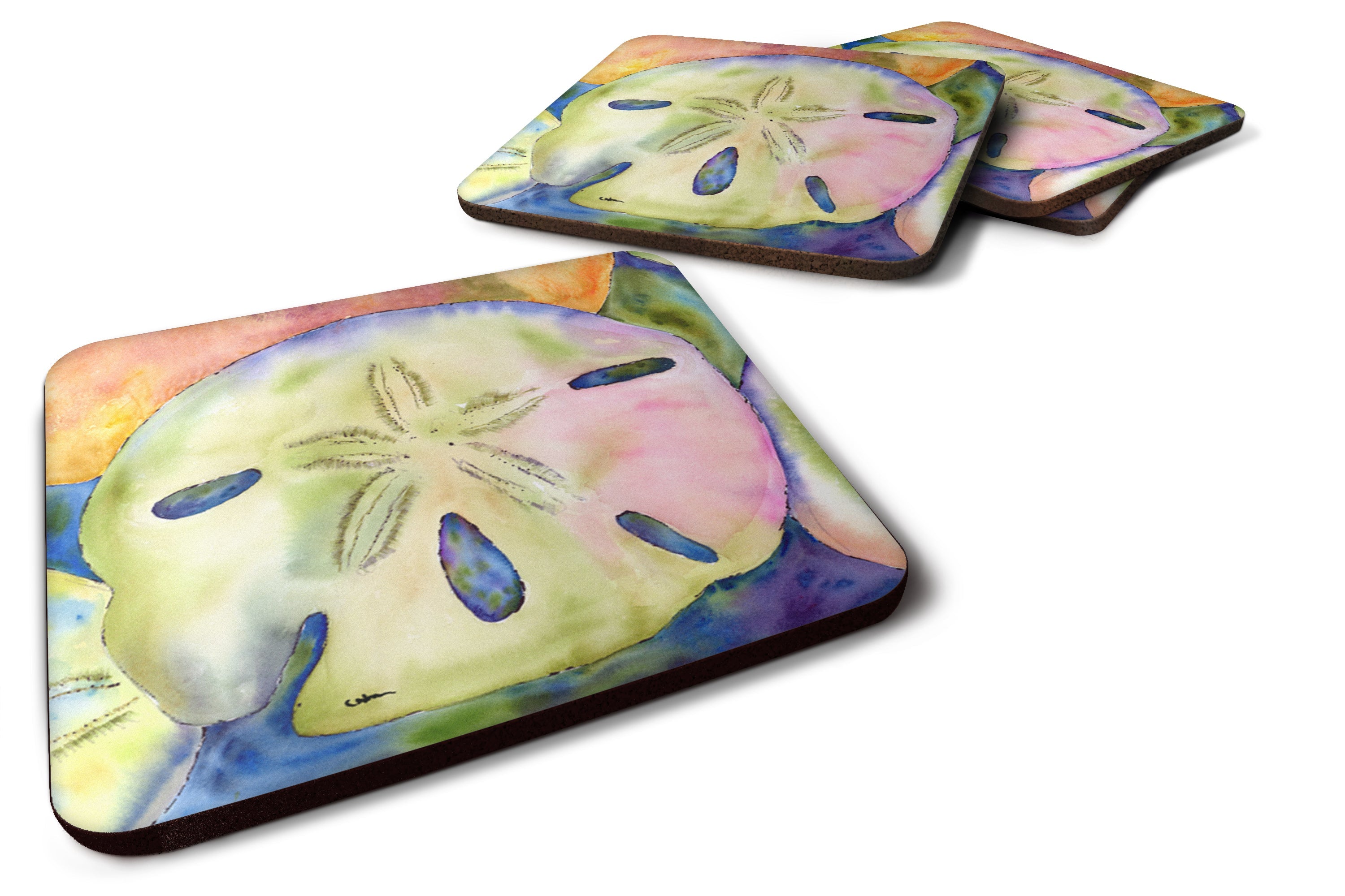 Sand Dollar Foam Coasters Set of 4 Cup Coasters for Indoor Outdoor, Tabletop Protection, Anti Slip, Mouse pad Material