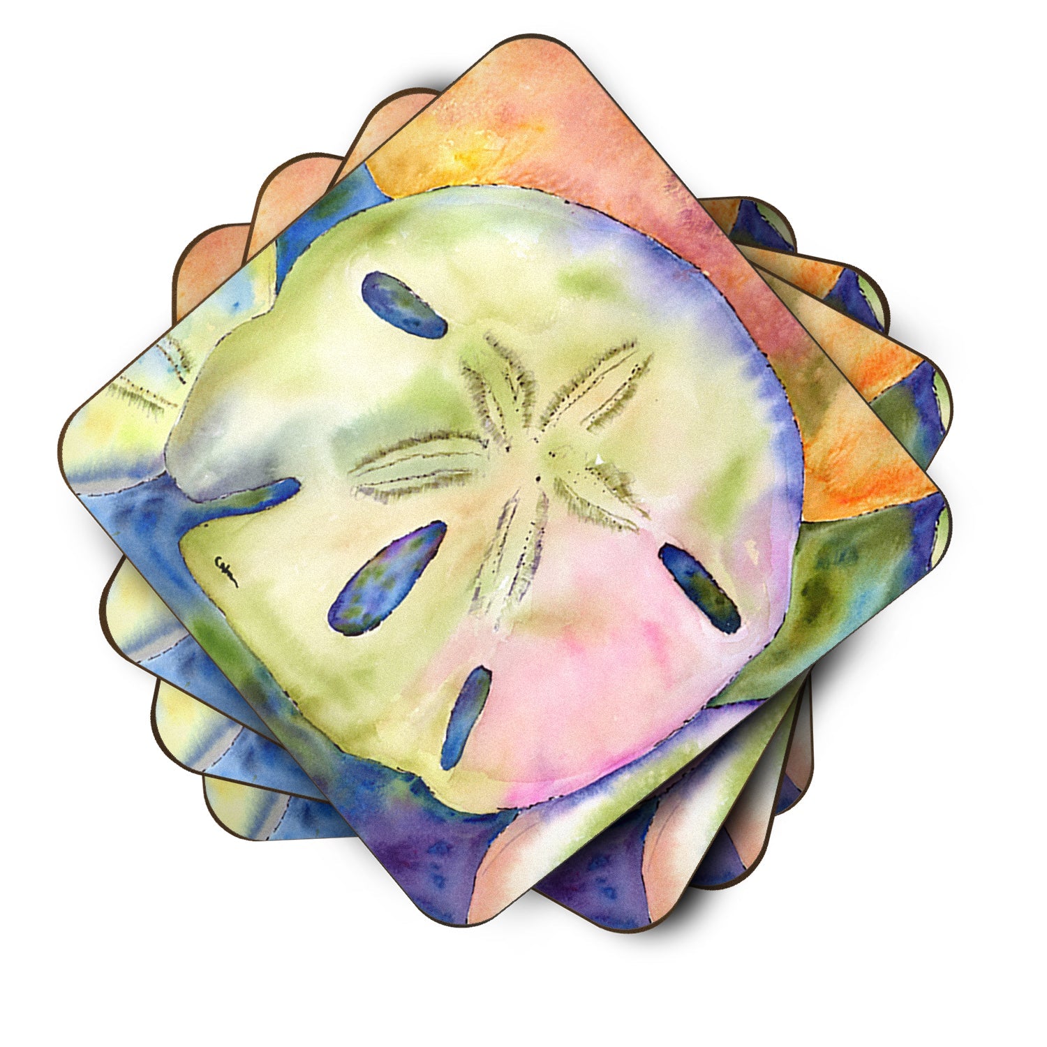 Sand Dollar Foam Coasters Set of 4 Cup Coasters for Indoor Outdoor, Tabletop Protection, Anti Slip, Mouse pad Material