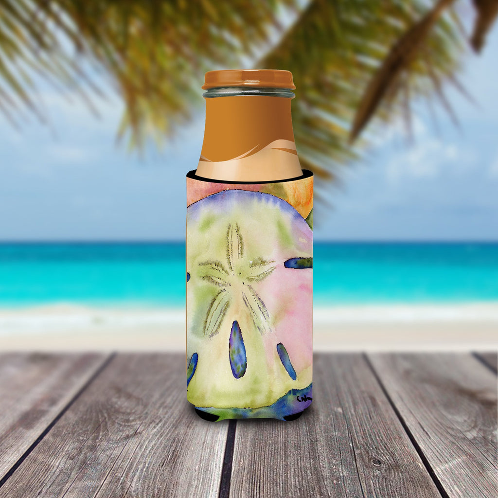 Sand Dollar Slim Can Hugger , Insulated Foam Hugger for 12 oz Slim Cans, Beer Bottles & Water Bottles, Printed in USA