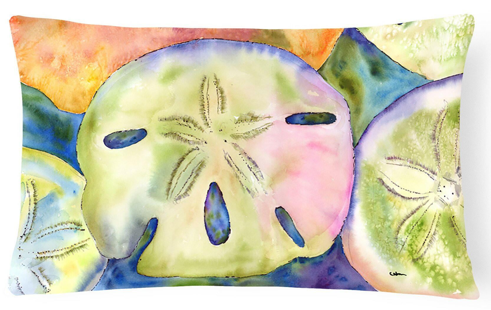 Sand Dollar Decorative Throw Pillow 12x16 Indoor Outdoor Accent Cushion, Fabric Cover with Insert for Sofa, Bed, Porch & Living Room