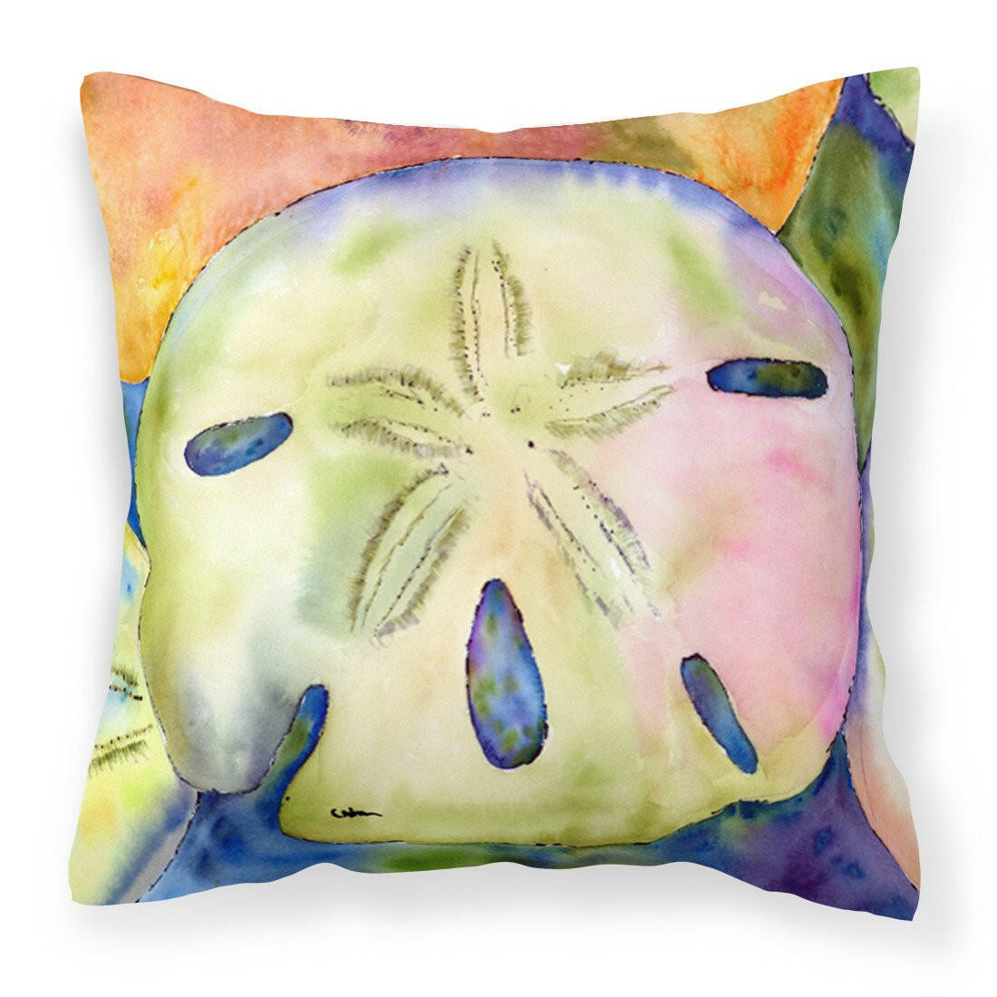 Sand Dollar Decorative Throw Pillow 14x14 Indoor Outdoor Accent Cushion, Fabric Cover with Insert for Sofa, Bed, Porch & Living Room