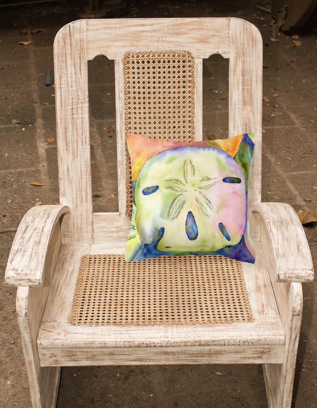 Sand Dollar Decorative Throw Pillow 14x14 Indoor Outdoor Accent Cushion, Fabric Cover with Insert for Sofa, Bed, Porch & Living Room