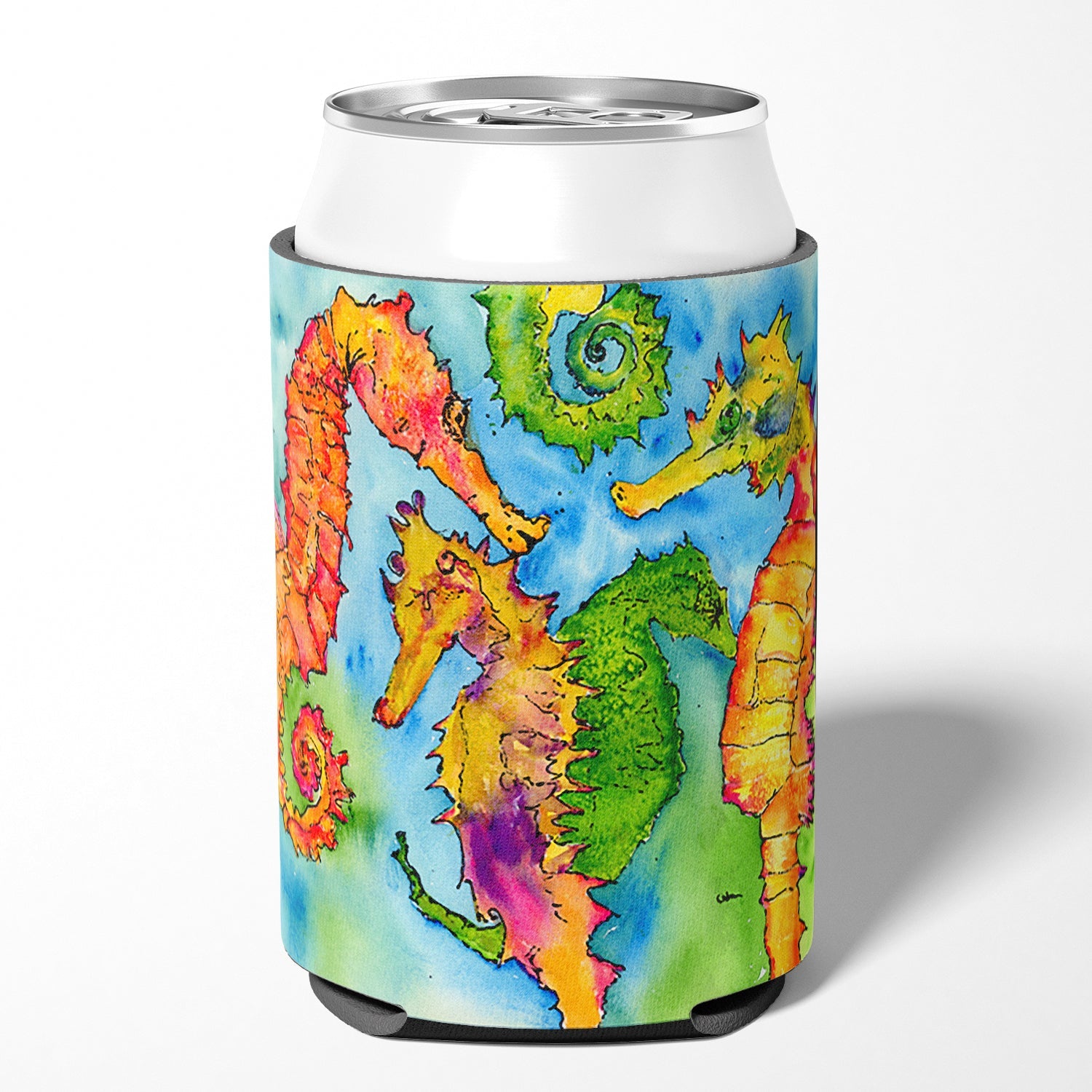 Seahorse Can or Bottle Hugger Cooler Sleeve for Standard 12 oz Cans, Insulated Foam Beer & Soda Can Hugger Reusable