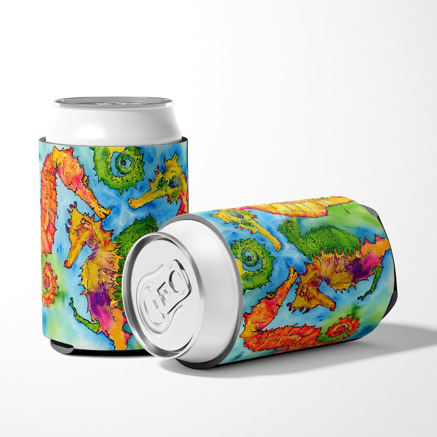 Seahorse Can or Bottle Hugger Cooler Sleeve for Standard 12 oz Cans, Insulated Foam Beer & Soda Can Hugger Reusable