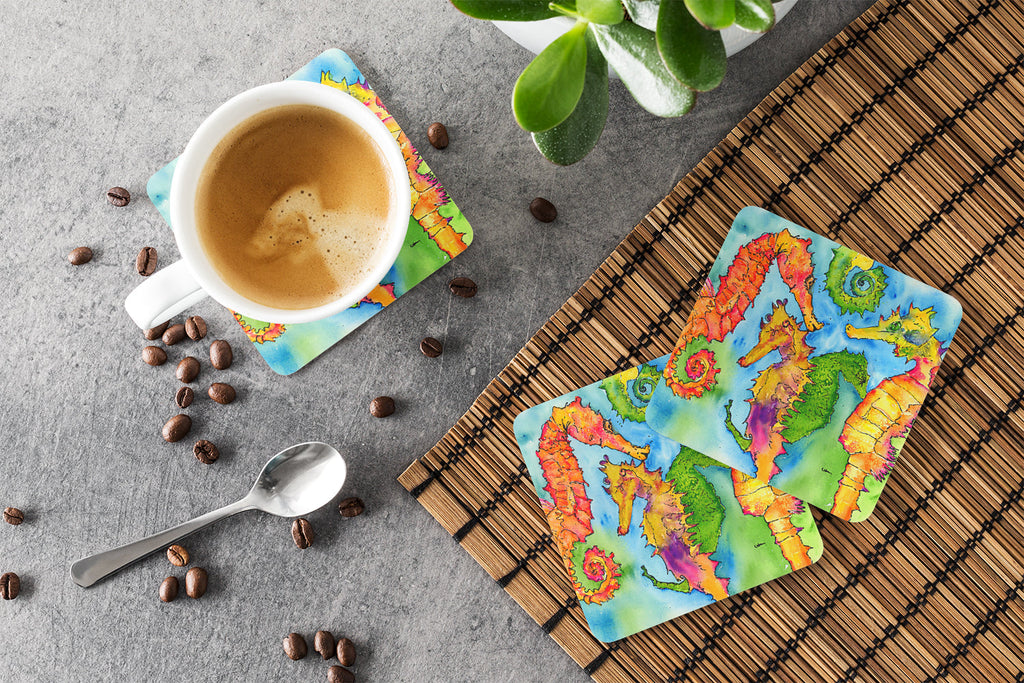 Seahorse Foam Coasters Set of 4 Cup Coasters for Indoor Outdoor, Tabletop Protection, Anti Slip, Mouse pad Material