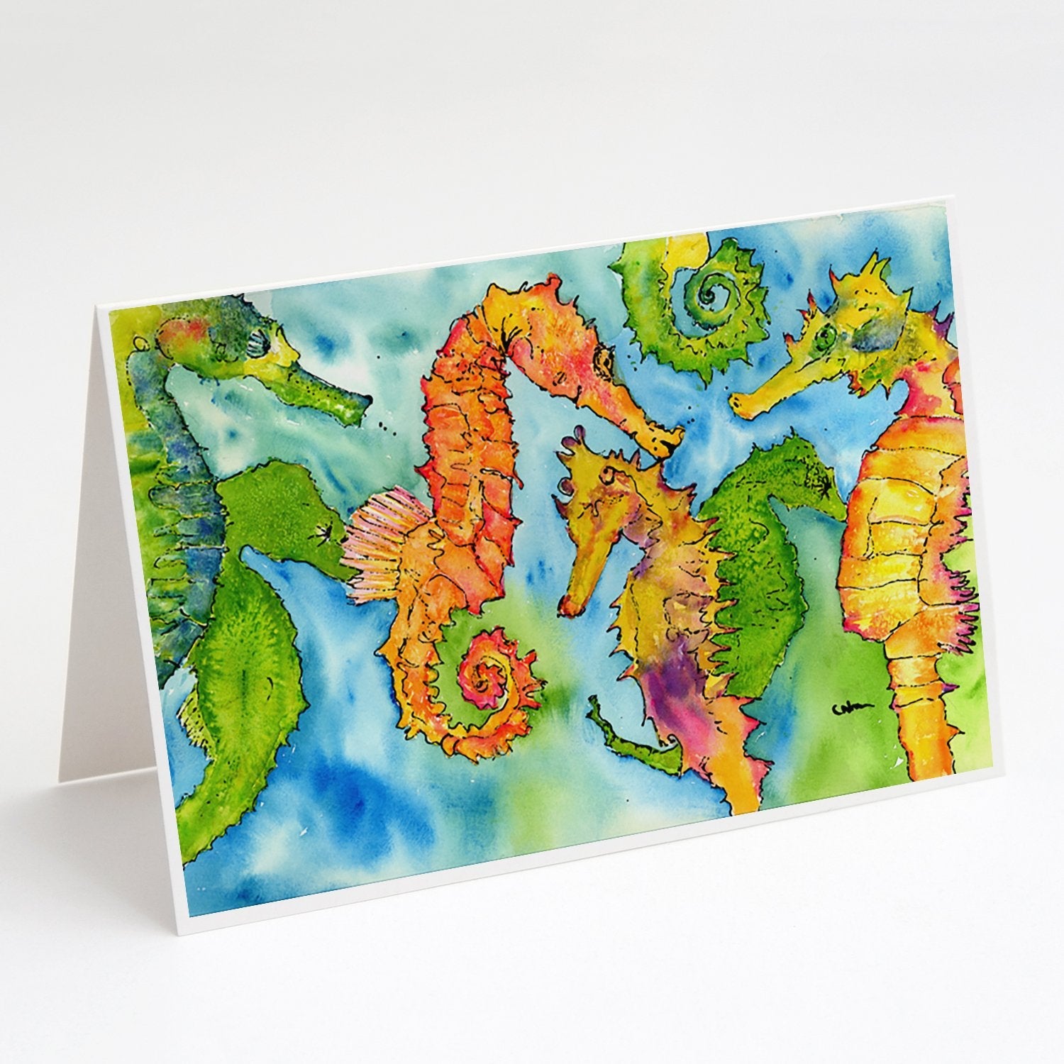 Seahorse Greeting Cards Pack of 8 Blank Cards with Envelopes Whimsical A7 Size 5x7