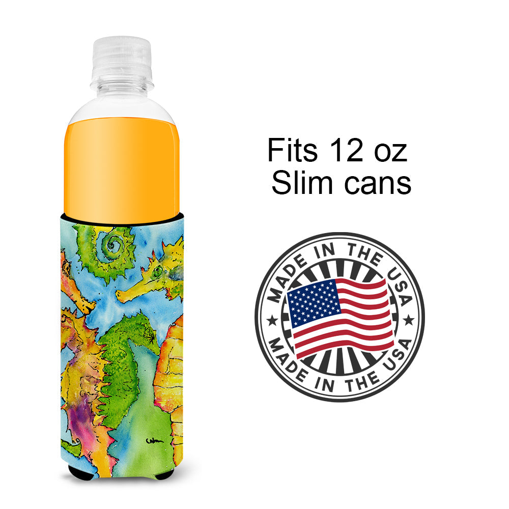 Seahorse Slim Can Hugger , Insulated Foam Hugger for 12 oz Slim Cans, Beer Bottles & Water Bottles, Printed in USA