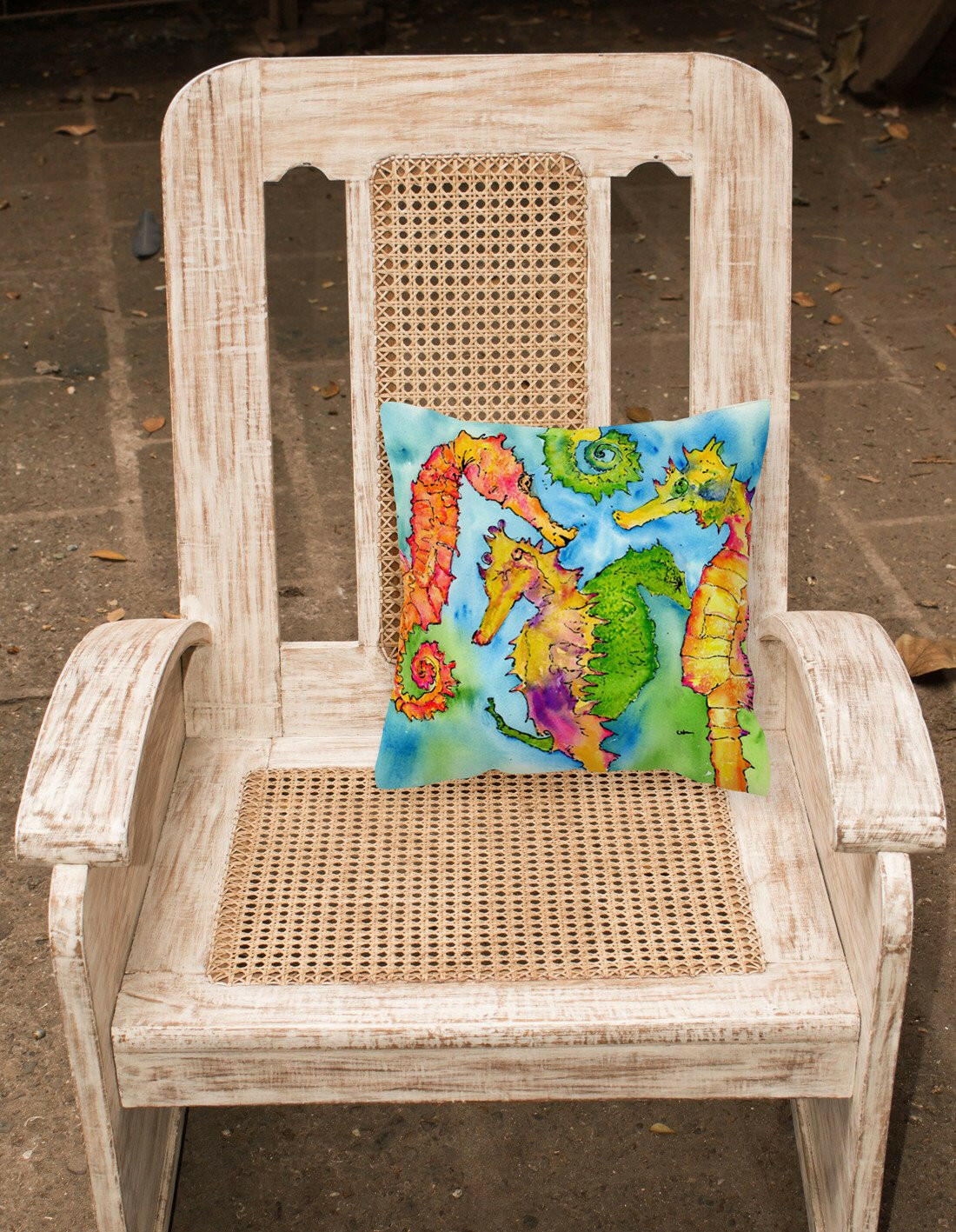 Seahorse Decorative Throw Pillow 14x14 Indoor Outdoor Accent Cushion, Fabric Cover with Insert for Sofa, Bed, Porch & Living Room