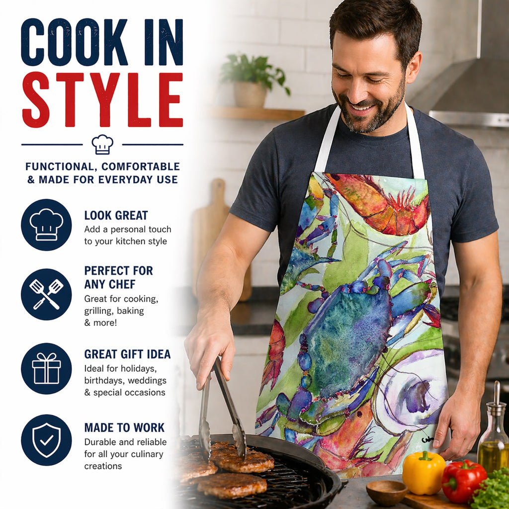 Crab Shrimp Oysters Apron Cooking Kitchen Server Baking Crafts Gardening for Adult Women Men, Unisex, Large, Multicolor