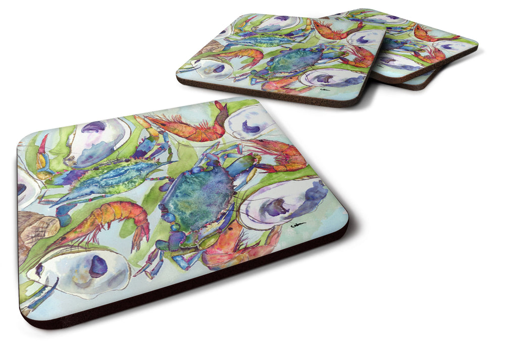 Crab Shrimp Oysters Foam Coasters Set of 4 Cup Coasters for Indoor Outdoor, Tabletop Protection, Anti Slip, Mouse pad Material