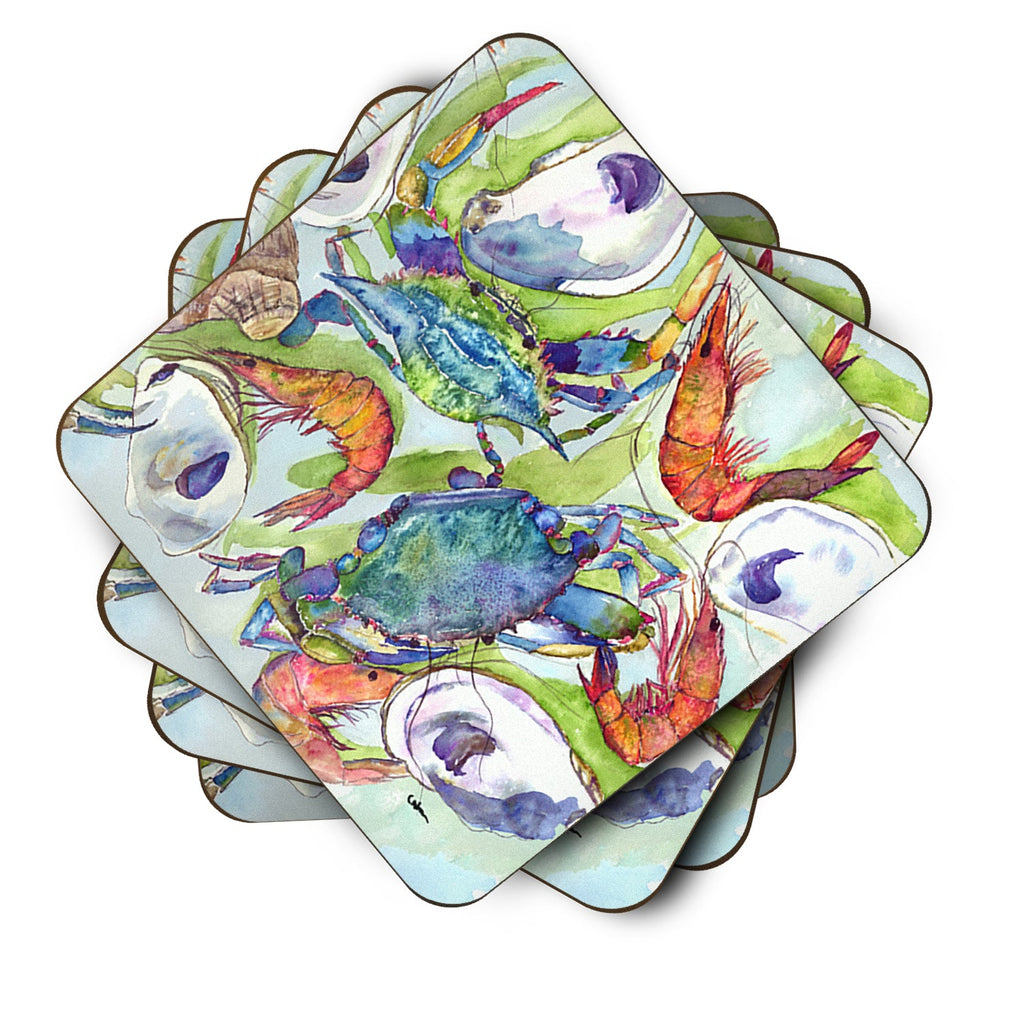 Crab Shrimp Oysters Foam Coasters Set of 4 Cup Coasters for Indoor Outdoor, Tabletop Protection, Anti Slip, Mouse pad Material