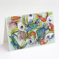 Crab Shrimp Oysters Greeting Cards Pack of 8 Blank Cards with Envelopes Whimsical A7 Size 5x7