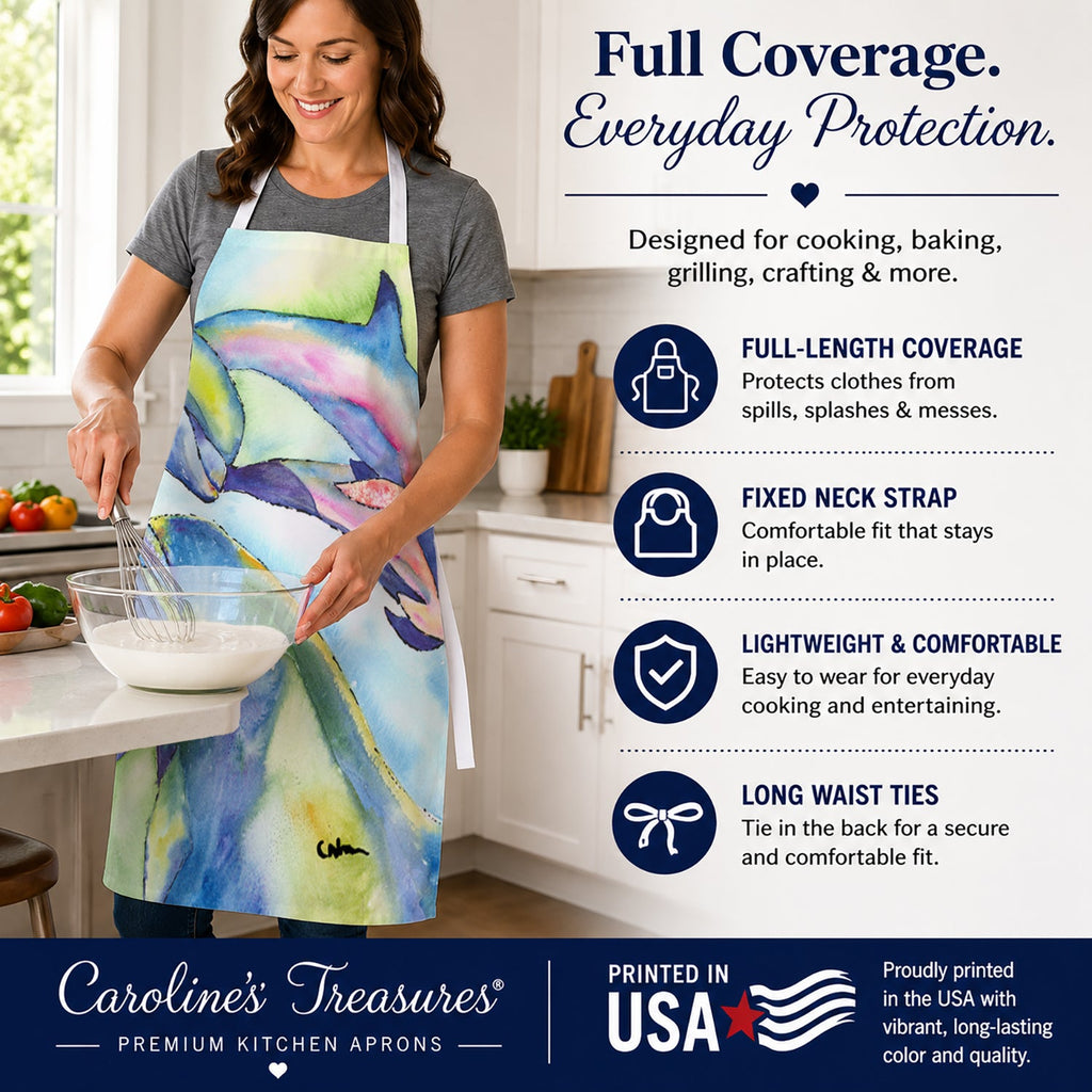 Dolphin Apron Cooking Kitchen Server Baking Crafts Gardening for Adult Women Men, Unisex, Large, Multicolor