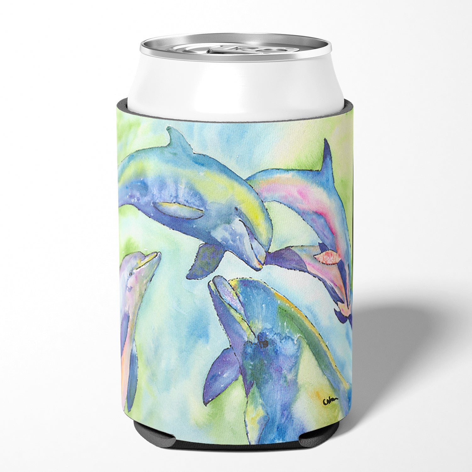 Dolphin Can or Bottle Hugger Cooler Sleeve for Standard 12 oz Cans, Insulated Foam Beer & Soda Can Hugger Reusable