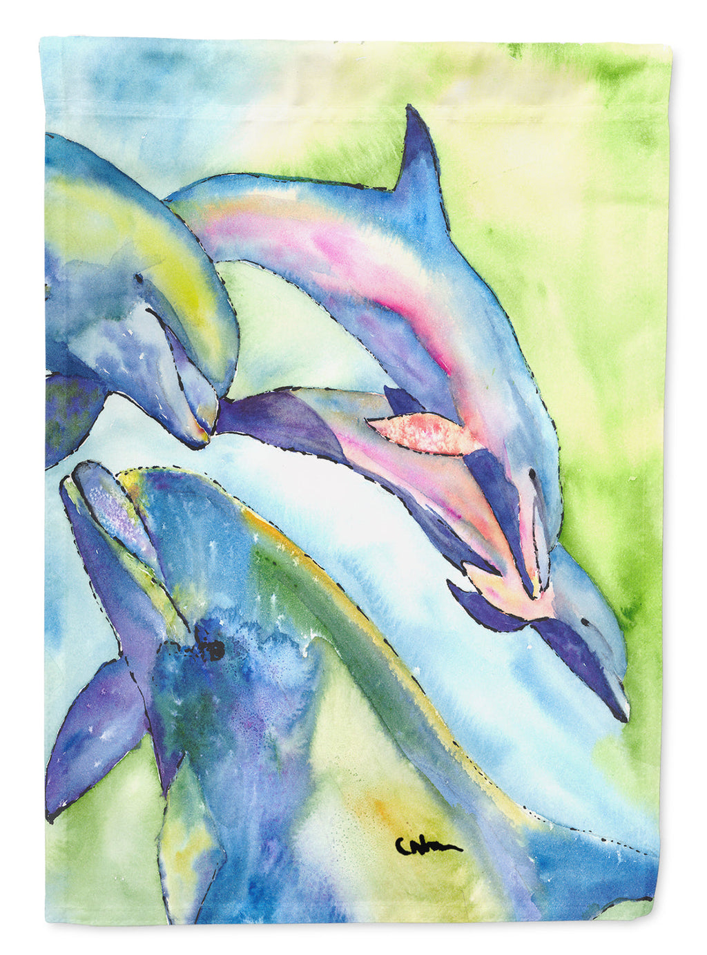 Dolphin House Flag 28x40 Porch Sleeve Pole Decorative Outside Yard Banner Artwork Wall Hanging, Polyester