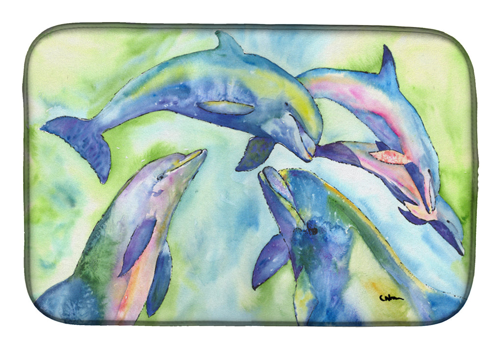 Dolphin Dish Drying Mat Absorbent Dish Drying Mat Pad for Kitchen Counter Dish Drainer Mat for Countertop, 14 x 21", Multicolor