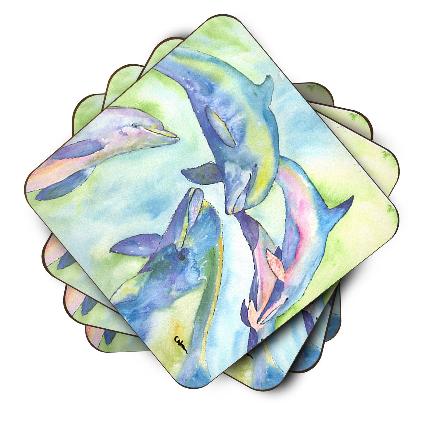 Dolphin Foam Coasters Set of 4 Cup Coasters for Indoor Outdoor, Tabletop Protection, Anti Slip, Mouse pad Material