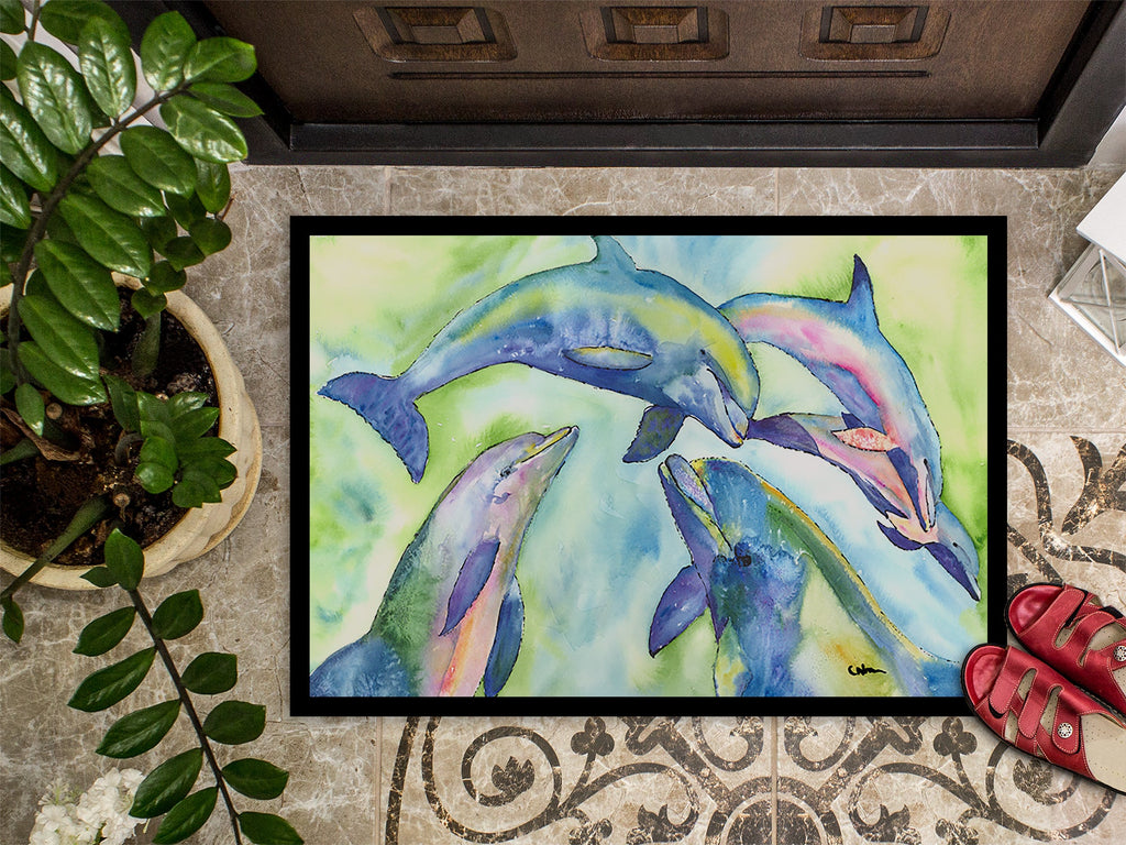 Dolphin Doormat Indoor Outdoor 24H X 36W Front Door Mat Rugs for Entryway, Non Slip Washable Low Pile,