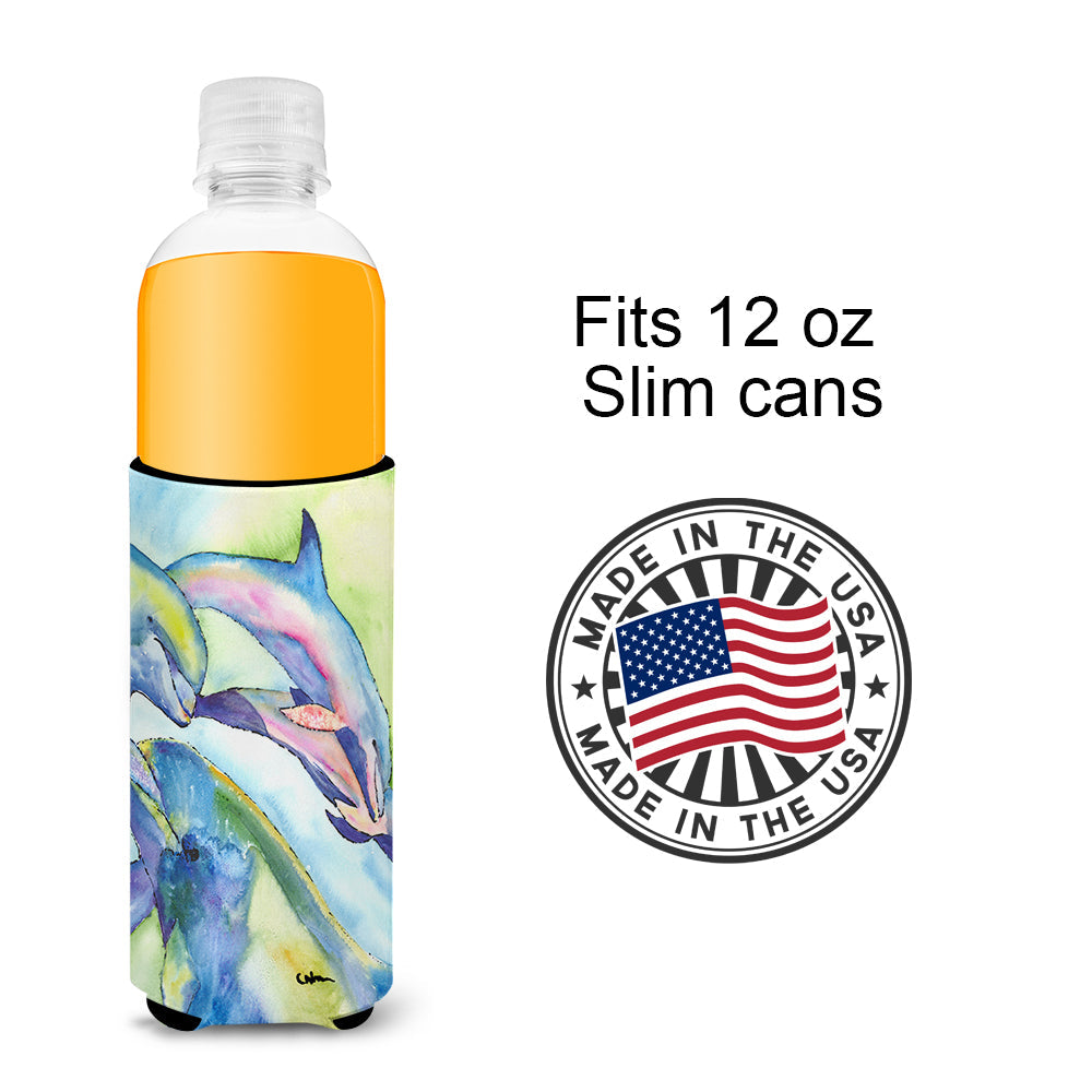 Dolphin Slim Can Hugger , Insulated Foam Hugger for 12 oz Slim Cans, Beer Bottles & Water Bottles, Printed in USA