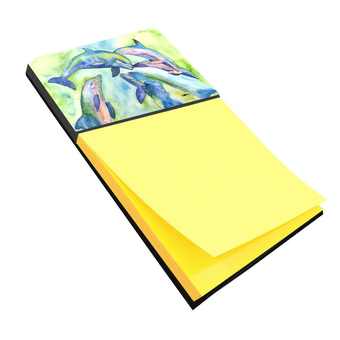 Dolphin Watercolor Sticky Note Holder Refillable Dispenser Desk Accessory 3x3 Pad Gift