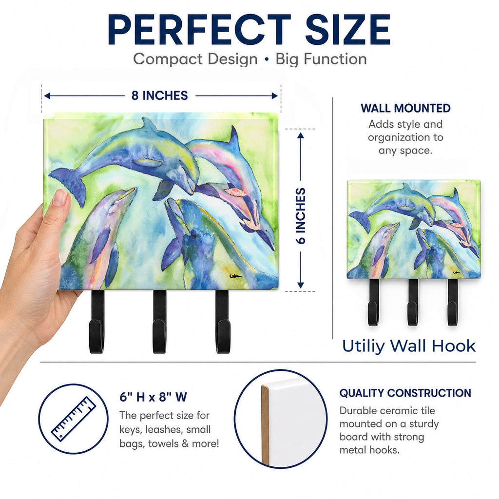 Dolphin Leash or Key Holder Wall Hooks, Coat Rack Wall Mount, for Hanging Keys, Towels, Aprons, Leashes