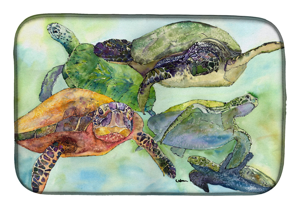 Turtle Loggerhead Dish Drying Mat Absorbent Dish Drying Mat Pad for Kitchen Counter Dish Drainer Mat for Countertop, 14 x 21", Multicolor