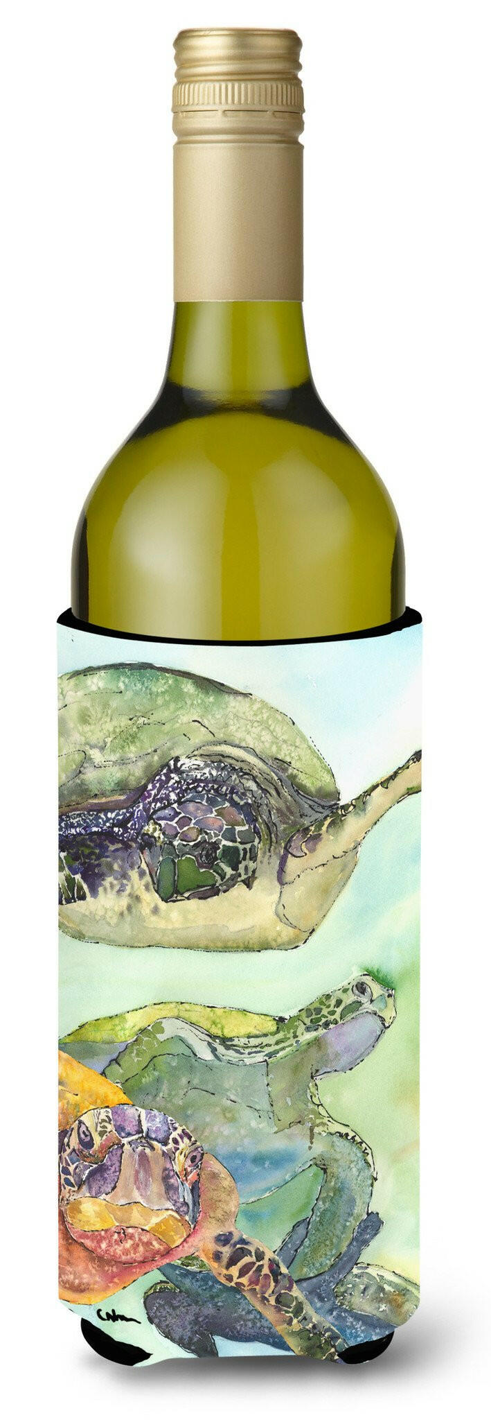 Turtle Loggerhead Wine Bottle Hugger Gift Sleeve for Standard 750 ml Bottles, Insulated Reusable Also Fits Mini Shot & Pint Bottles
