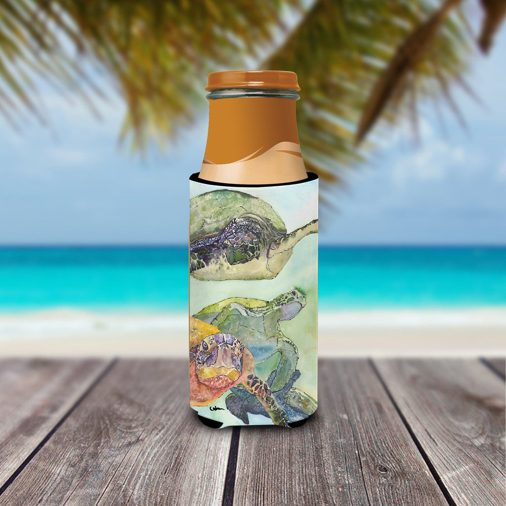 Turtle Loggerhead Slim Can Hugger , Insulated Foam Hugger for 12 oz Slim Cans, Beer Bottles & Water Bottles, Printed in USA