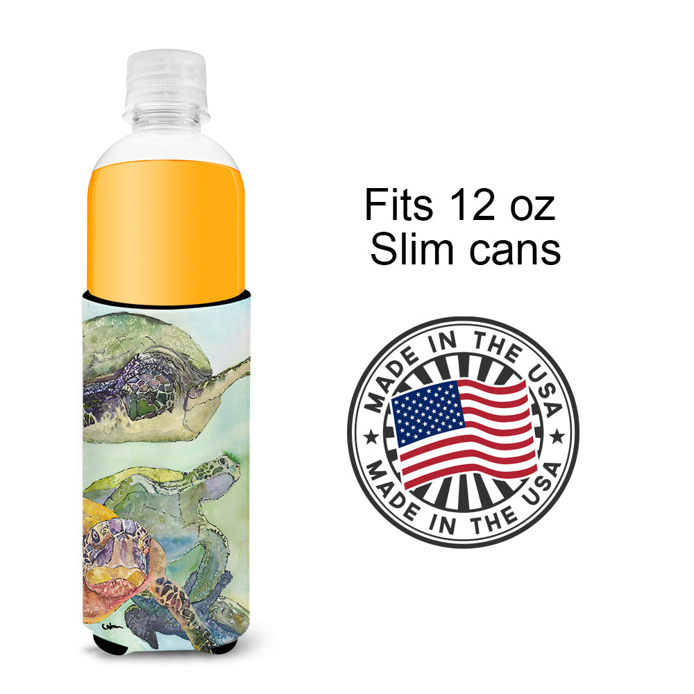 Turtle Loggerhead Slim Can Hugger , Insulated Foam Hugger for 12 oz Slim Cans, Beer Bottles & Water Bottles, Printed in USA