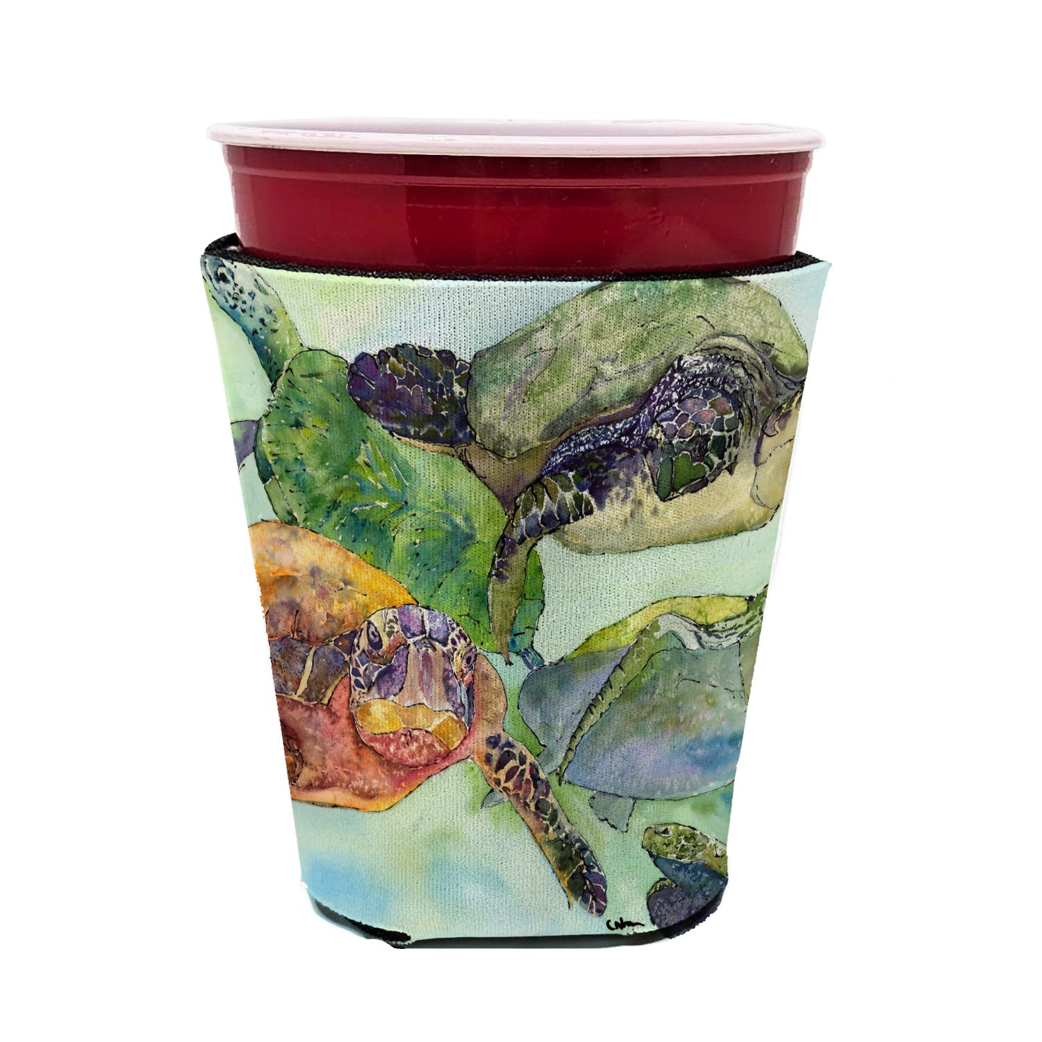 Turtle Loggerhead Red Cup Hugger Sleeve for 16–22 oz Party Cups, Insulated Foam Drink Holder for Iced Coffee, Tailgate & BBQ Reusable