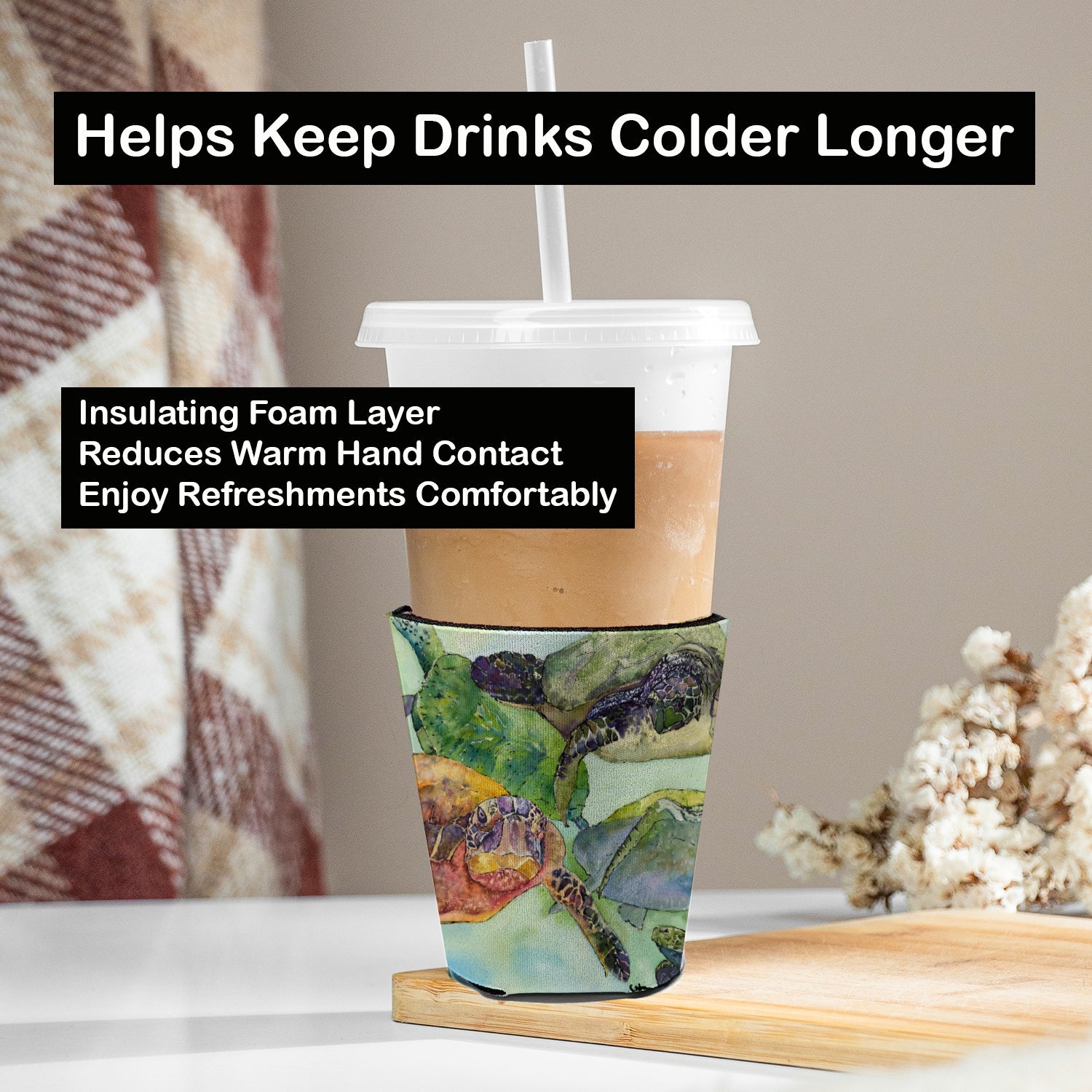 Turtle Loggerhead Red Cup Hugger Sleeve for 16–22 oz Party Cups, Insulated Foam Drink Holder for Iced Coffee, Tailgate & BBQ Reusable